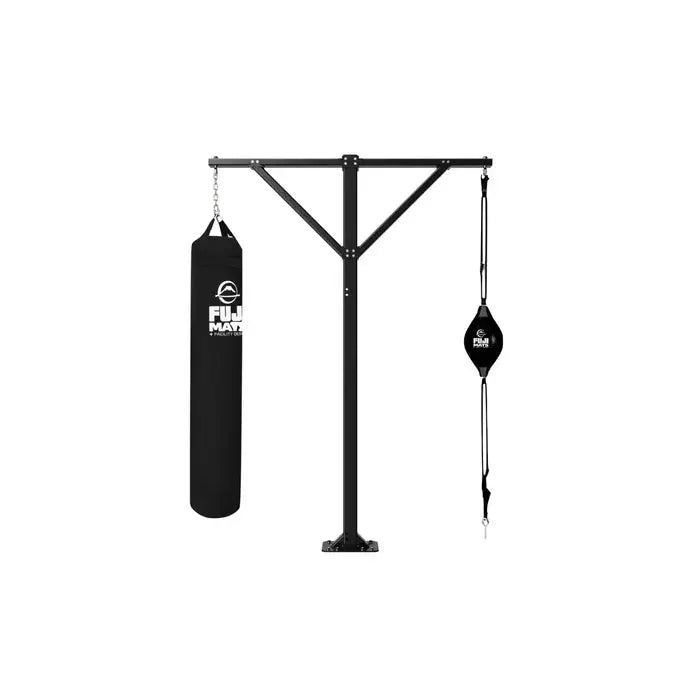 FUJI Hangman Double Bag Rack with one 6ft heavy bag and one double end floor to ceiling speedball