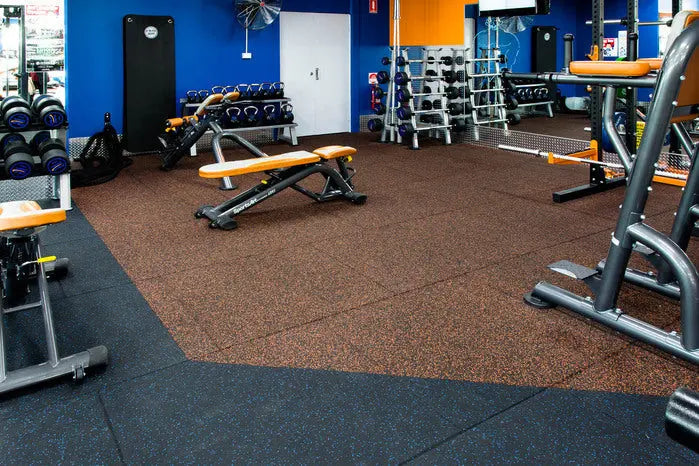 A1 Rubber 15mm Gym Tiles Blue Speckle 2