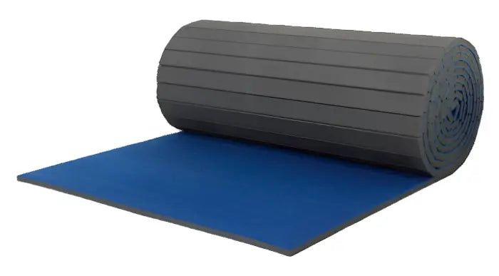 Fuji Gymnastics Roll Out Mats Blue Rolled Up