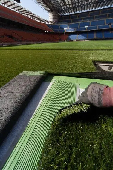Mapei Ultrabond Turf PU 1K being installed at San Siro Stadium Italy 2