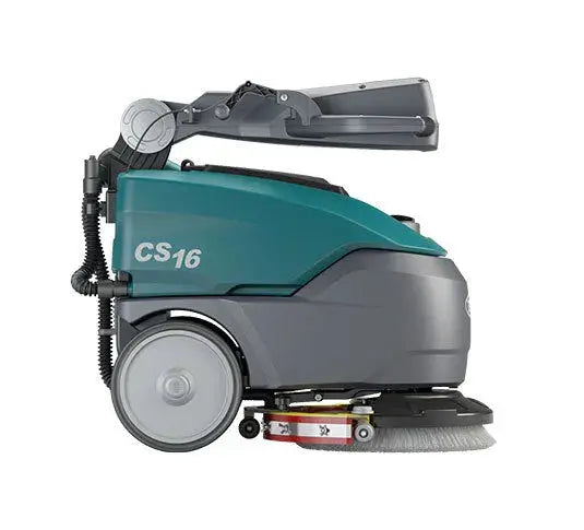 Tennant CS16 Gym Floor Scrubber storage view with fold down handle